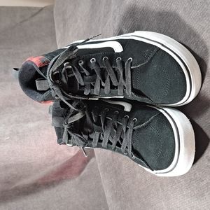 Vans Filmore Black Suede Red Black Checkerboard Sneakers VG US Y6 W7.5